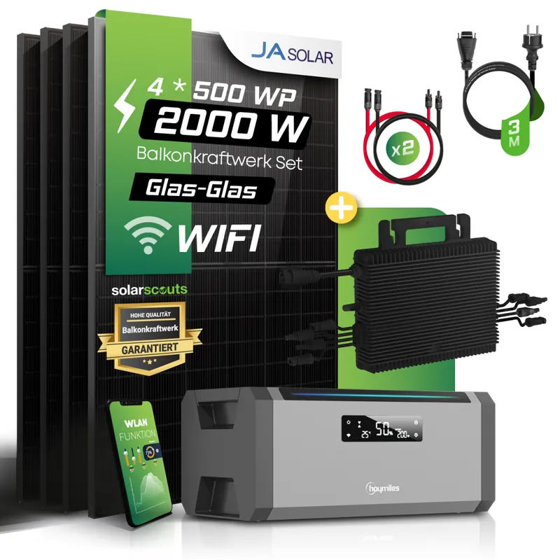 Neue Kollektion Balkonkraftwerk Set 2000W Ja Solar X Hoymiles 1600W WR X Hoymiles 1,92kWh