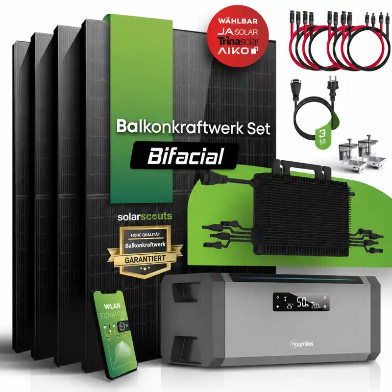 Neue Ware Hoymiles Balkonkraftwerk-Set 1,6kW Micro-Wechselrichter 1-Phasig HMS-1600 + Hoymiles Speicher HiBattery + Solarmodul (Auswählbar)
