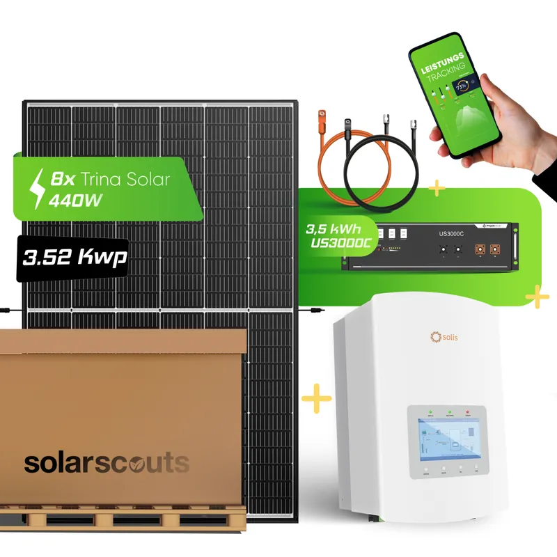 Neu 3,68 kWp Photovoltaikanlage Trina Solar mit 3,5 kWh Batteriespeicher Pylontech US3000C