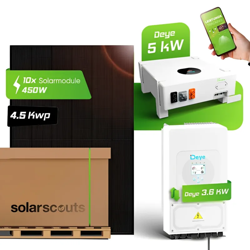 PV-Komplettset JA Solar 4,5kWp Full Black + Deye 3,6kW + 5,12kWh Deye Speicher Begrenztes Angebot
