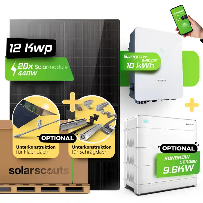 Must-Have Komplett-Set 12,6kWp JA Solar + 10kW Sungrow Wechselrichter + Opt. Sungrow HV Speicher (optional)