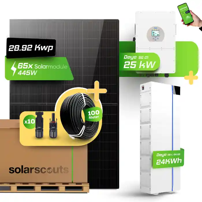 Komplett-Set 29,25kWp JA Solar + 25kW Deye Hybrid + 24kWh GB-L24-Pro Heißes Angebot