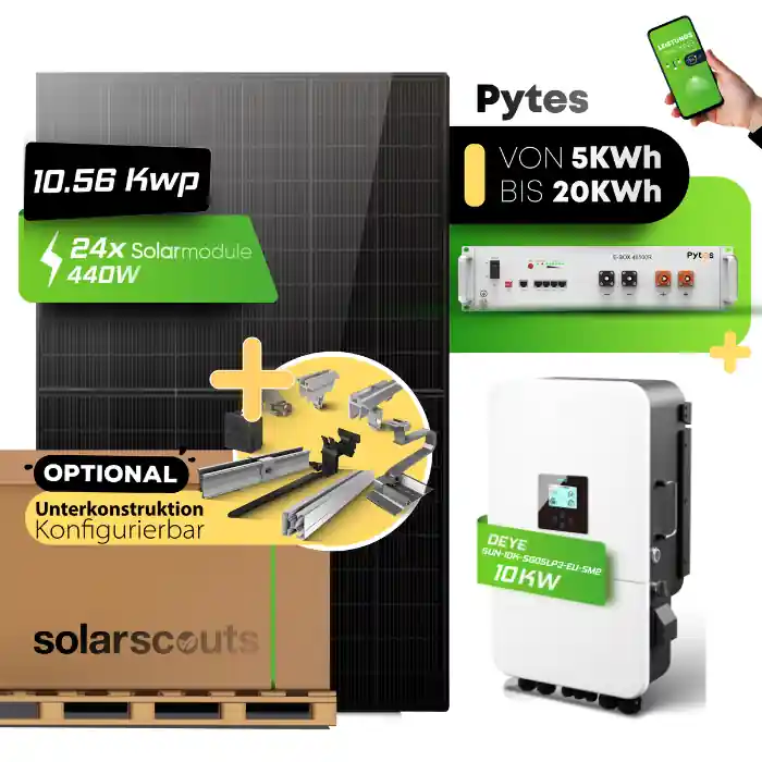 Neuheit Photovoltaik Komplettset 10,92 kWp + 5-20kWh Speicher – Hybrid PV-Anlage
