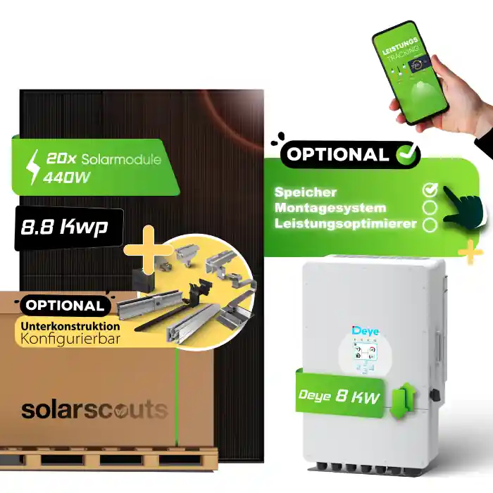 Sofort Bestellen Komplett-Set 9,0kWp JA Solar Full-Black + 8kW Deye Hybrid (NV)