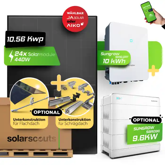 PV-Komplettset 10kWp JA Solar / Aiko + Sungrow 10kW + Optionaler Speicher Preisreduziert