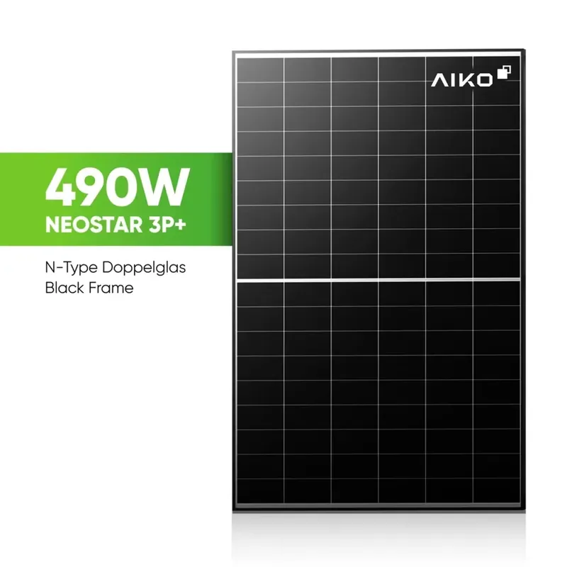 AIKO Solar 490W Glas-Glas Black Frame Solarmodul – Neostar 3P+ N-Type ABC A490-MCE54Dw Preisknaller