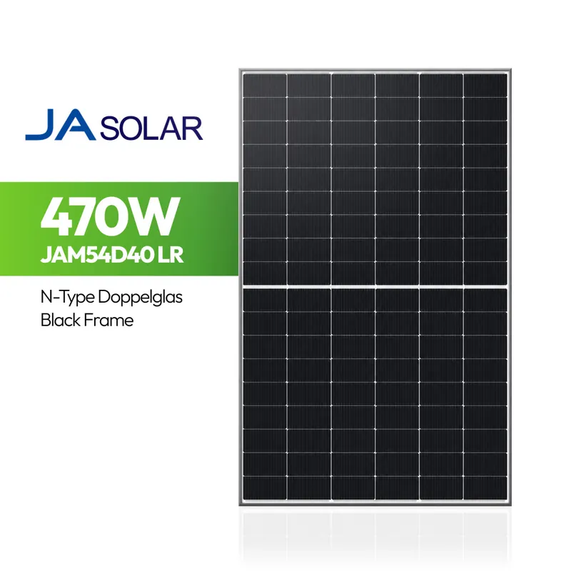 Aktuell JA Solar 470W JAM54D40 LR Monofaziall Black Frame N-Type Glas-Glas