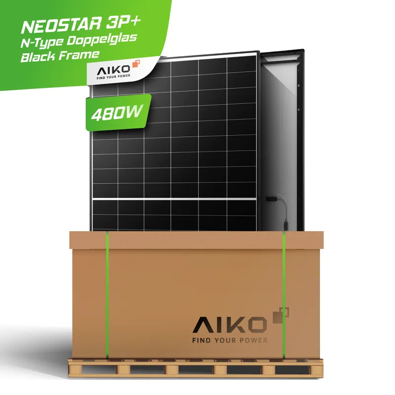 AIKO Solar 480W Glas-Glas Black Frame Solarmodul – Neostar 3P+ N-Type ABC A480-MCE54Dw - Palette Sichere Zahlung