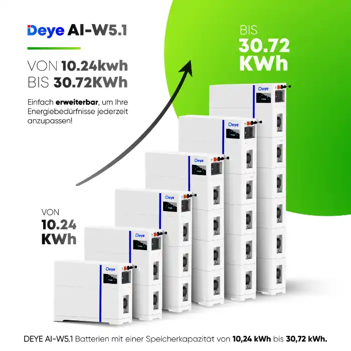 Deye AI.W5.1 - 10,24 - 30,71kWh Niedervolt-Speicher-Set - Auswählbar Top-Seller