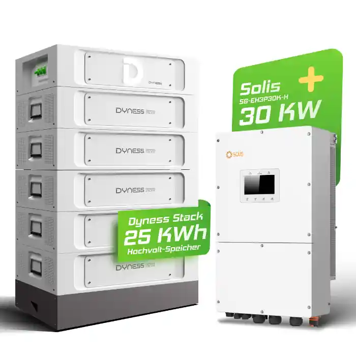 Hybrid-Set Solis 30kW Hybrid-Wechselrichter + 25,6kWh Dyness Speicher Stack100 Ausverkauf