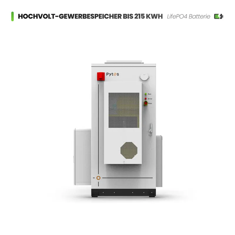 Jetzt Bestellen Pytes HV48300 MAX SE LiFePO4 Hochvolt-Gewerbespeicher bis 215 kWh (Outdoor, inkl. Klimatisierung Brandschutz)