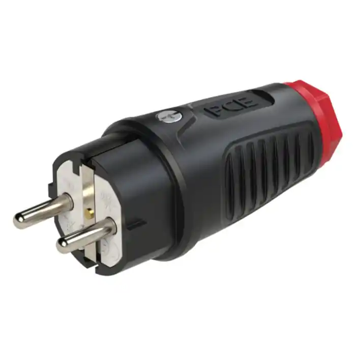 Garantierte Lieferung Sovinar Gummi-Stecker nat IP54, Schutzkontaktstecker, TPE/PA6-Material, 250V, 16A, schwarz/rot