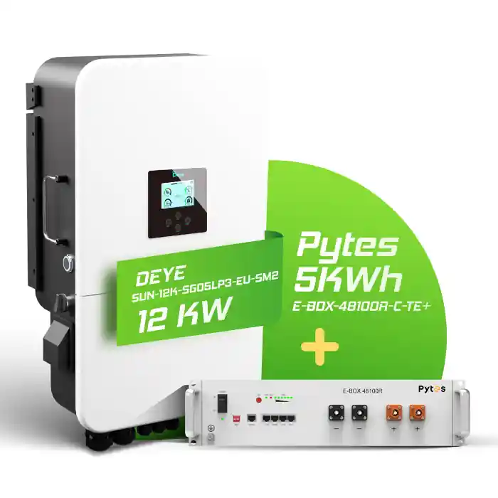 Hybrid-Set Deye 12kW Hybrid-Wechselrichter + 5,12kWh Pytes Speicher 48100R-C TE+ Wochenendangebot