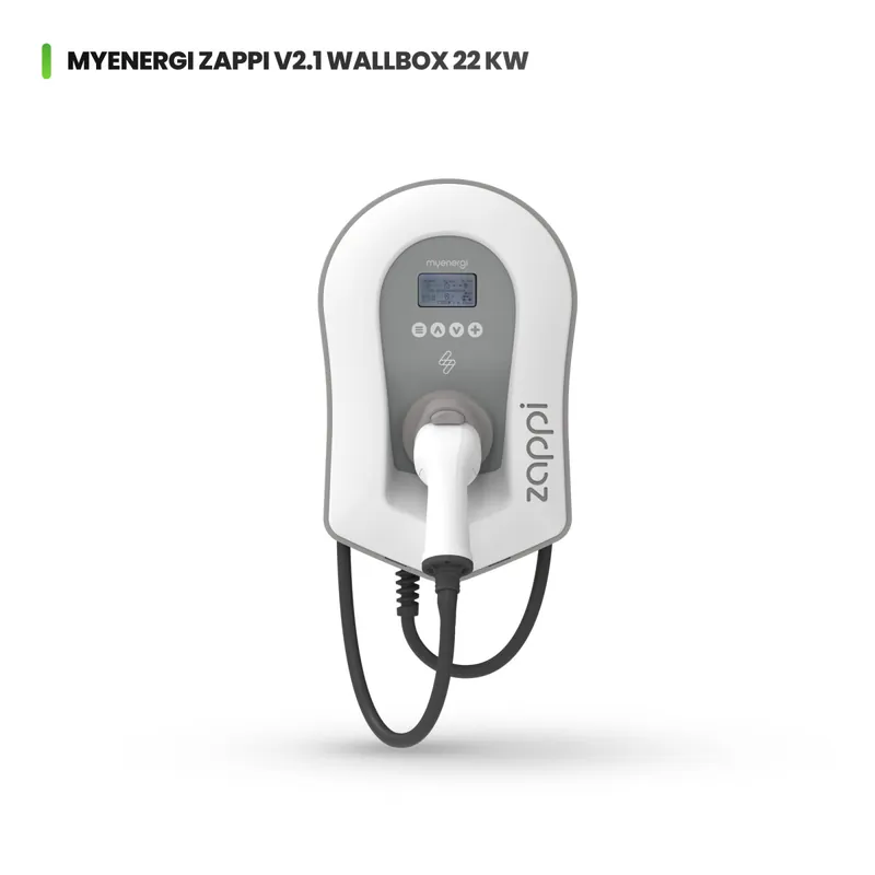 myenergi zappi V2.1 Wallbox 22 kW inkl. 6,5m Typ-2 Kabel, PV-Überschussladen – Weiß Wochenendangebot