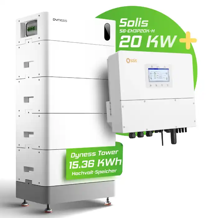 Top-Preis Solis/ Dyness Komplettset 20 kW Hochvolt Hybridwechselrichter (S6-EH3P20K-H) 15,36 kWh DynessTower Pro T15 Hochvolt Batteriespeicher