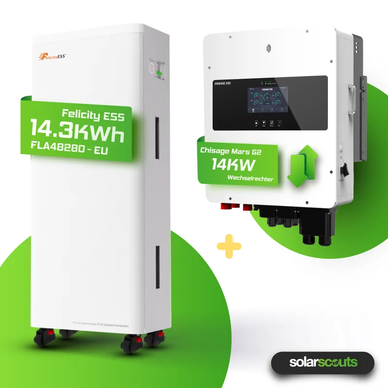 Preisknaller Hybrid-Set Chisage 14kW Hybrid-Wechselrichter + 14,3kWh Felicity Speicher FLA48280