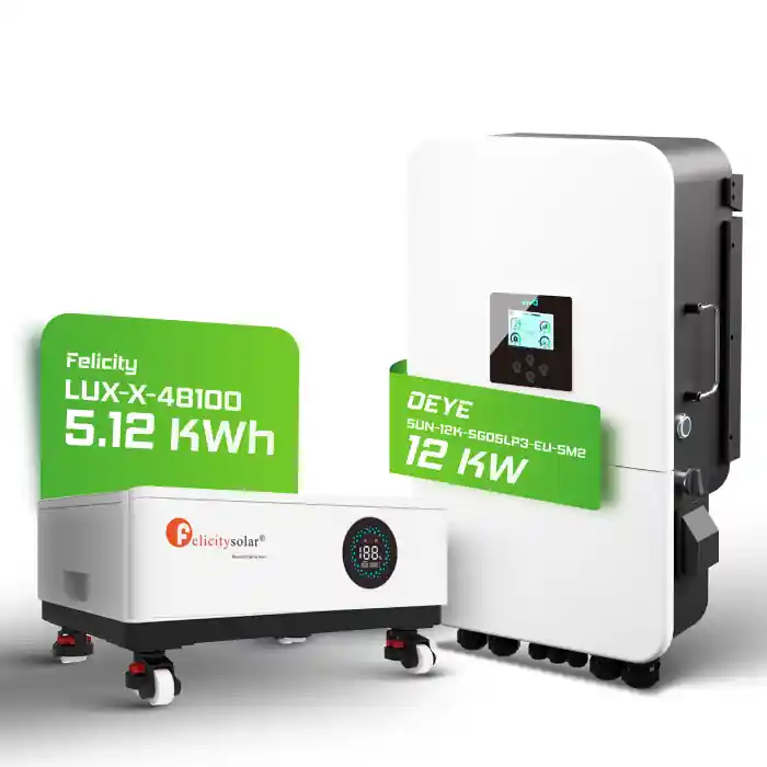Hybrid-Set Deye 12kW Hybrid-Wechselrichter + 5,12kWh Felicity Speicher FLS48100SCG2 Schneller Versand