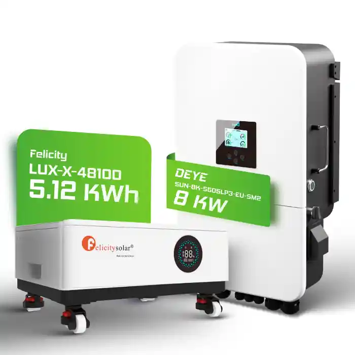 Hybrid-Set Deye 8kW Hybrid-Wechselrichter + 5,12kWh Felicity Speicher FLS48100SCG2 Beliebt