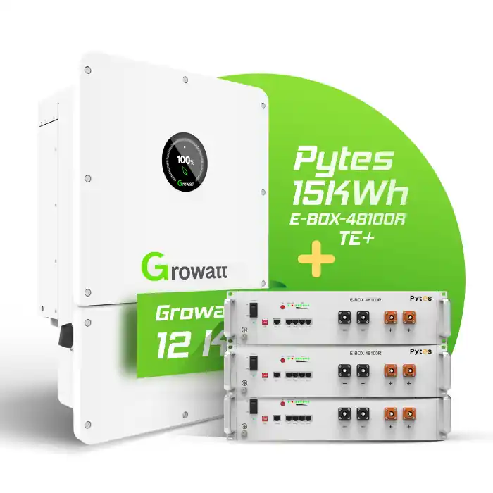 Wochenendangebot Hybrid-Set Growatt 12kW Hybrid-Wechselrichter + 15kWh Pytes Speicher 48100R-C TE+