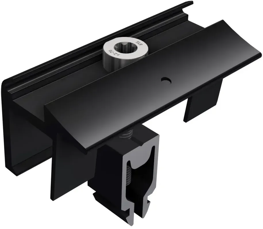 Schletter (SL Rack) Endklemme mit Erdung 28-45mm schwarz eloxiert Versand Am Gleichen Tag