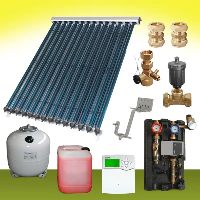 Komplettpaket 10 bis 13 m² Solaranlage Vakuumröhrenkollektor SHC Solange Der Vorrat Reicht