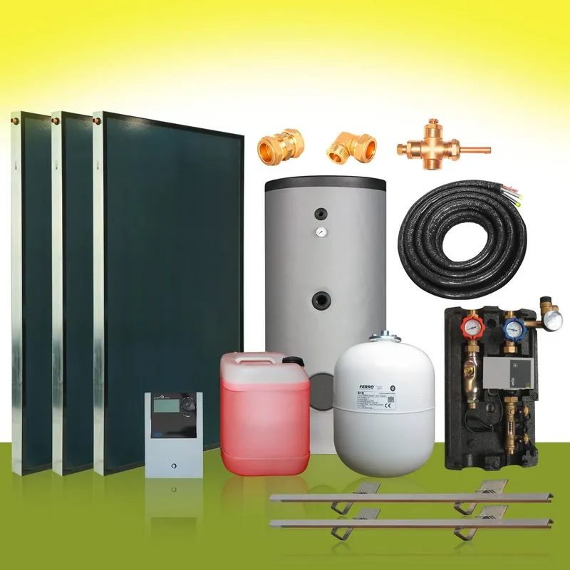 Top-Preis Solarpaket8 Solaranlage 3 Flachkollektoren 6,09 m² 400 l Solarspeicher Solar