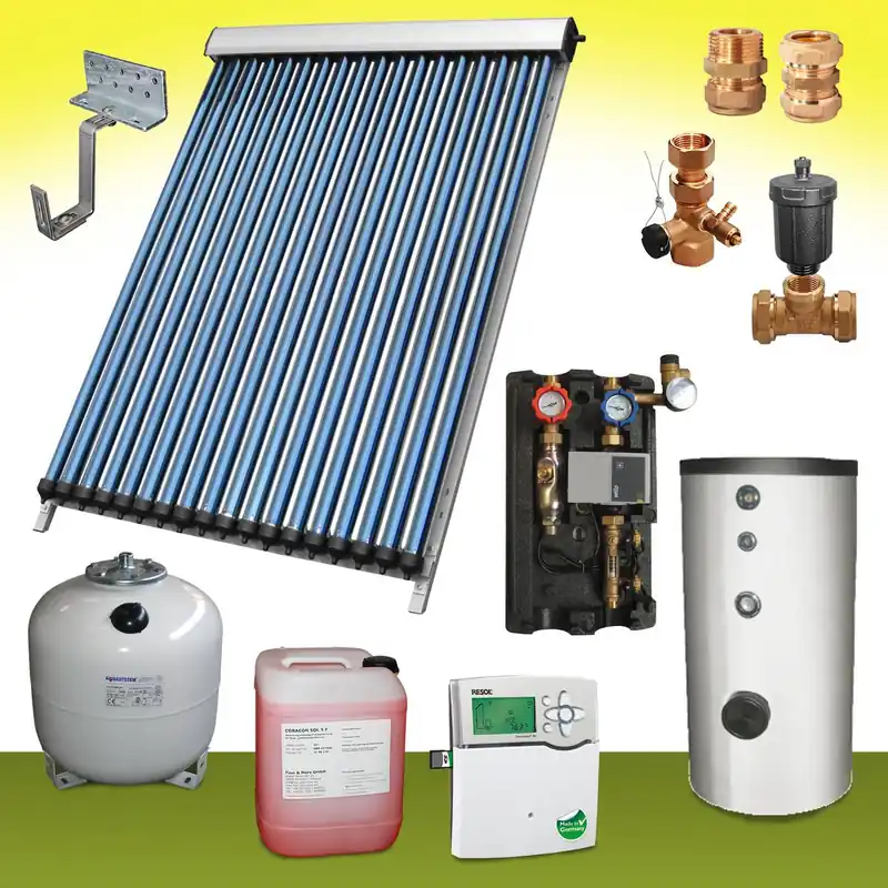 Schneller Versand Komplettpaket 5,58 m² Solaranlage Warmwasser Speicher 400 Liter Solar