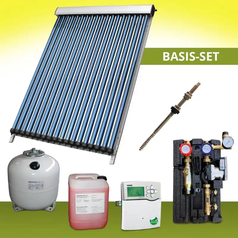 Komplettpaket 11,46 m² Solaranlage Vakuumröhrenkollektor Basis Ausverkauf