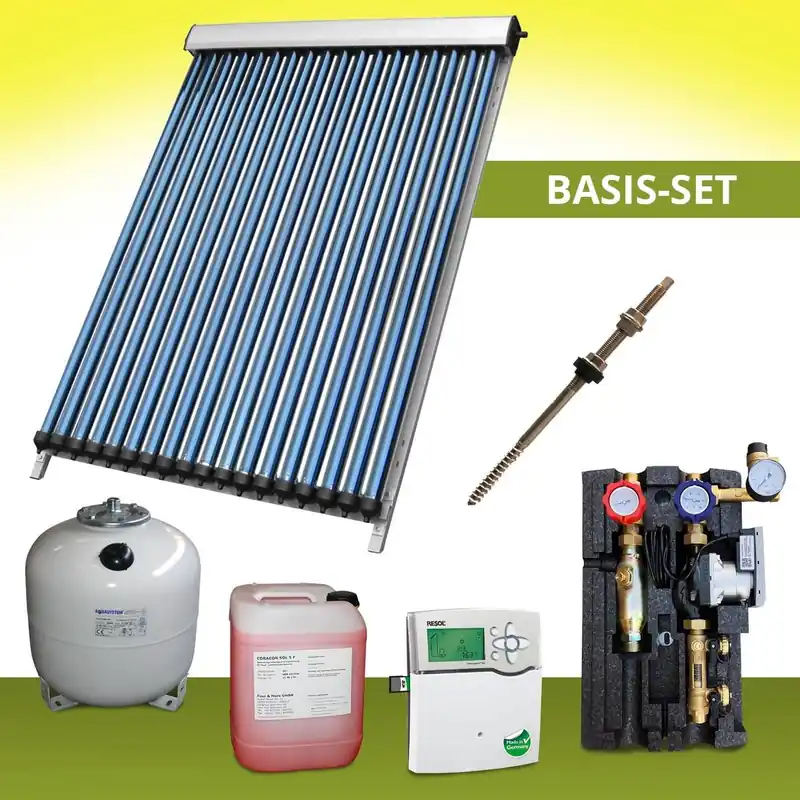 Saisonangebot Komplettpaket 11,45 m² Solaranlage Vakuumröhrenkollektor Basis