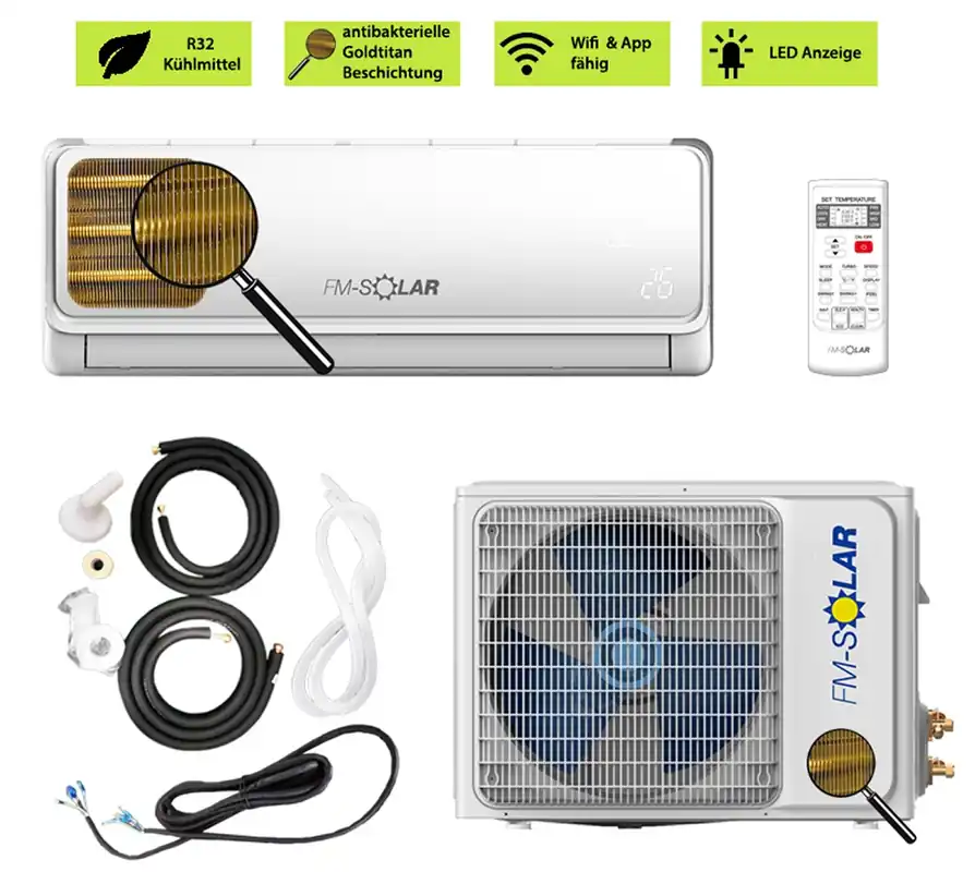 Markenware Split Klimaanlage 9000BTU / 12000BTU Klimagerät Inverter WLAN Splitgerät Leitung