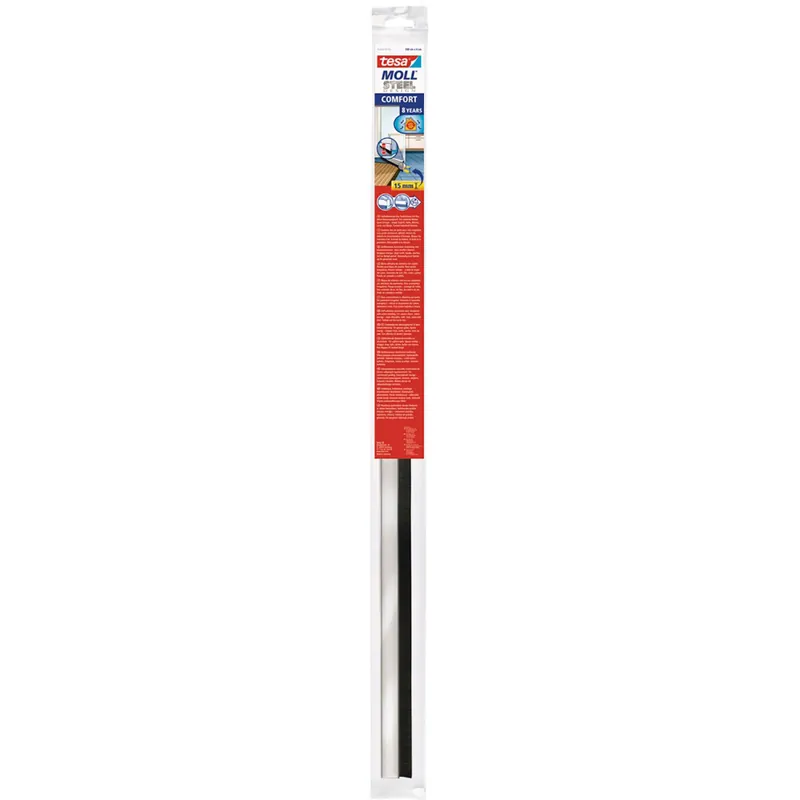 Heißes Angebot Tesa Moll Steel Türdichtschiene Türdichtung silber schwarz 100 cm x 4 cm 15 mm