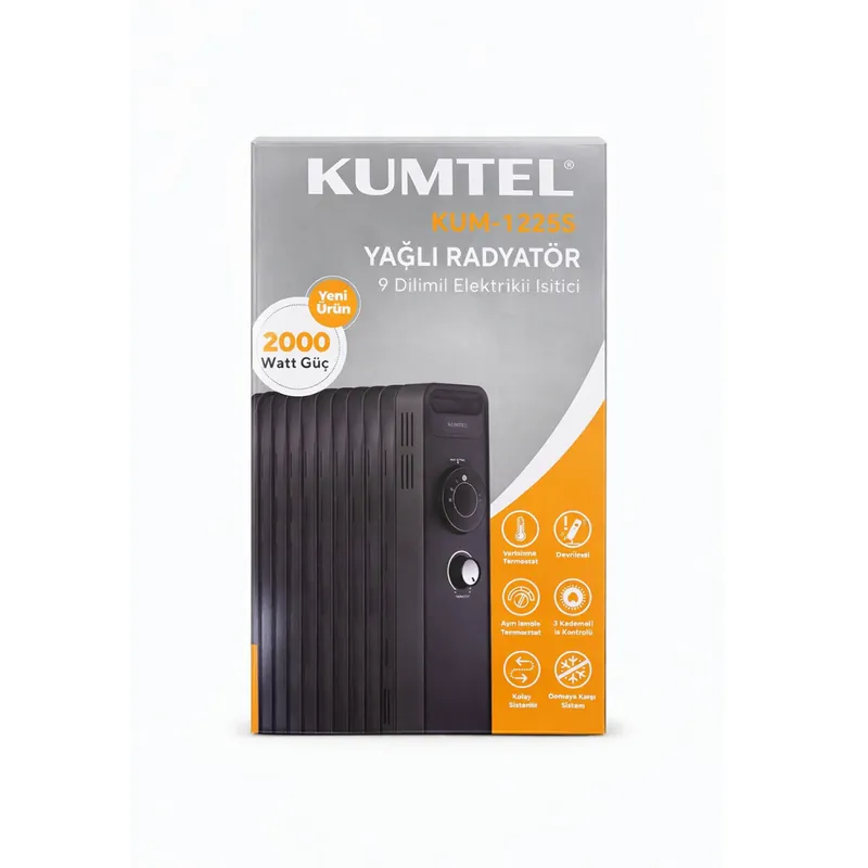 Super-Preis Kumtel Ölradiator elektrische Heizung Elektroheizung 9 Rippen 2000 W KUM-1225S
