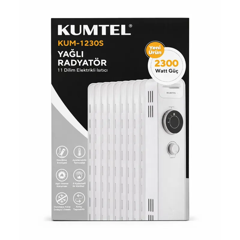 Kumtel Ölradiator elektrische Elektroheizung 11 Rippen 2300 W weiß KUM-1230S Markenprodukt