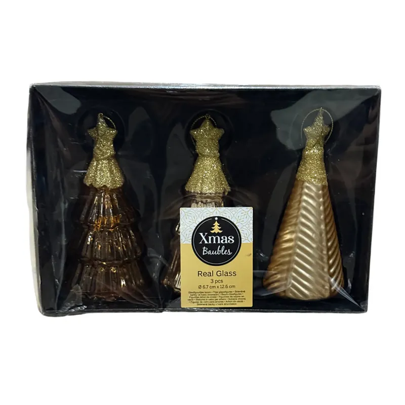 Sichere Zahlung Glasanhänger Weihnachtskugeln Echtglass Weihnachtdeko Ø 6,7 x 12,6 cm 3 Stk gold