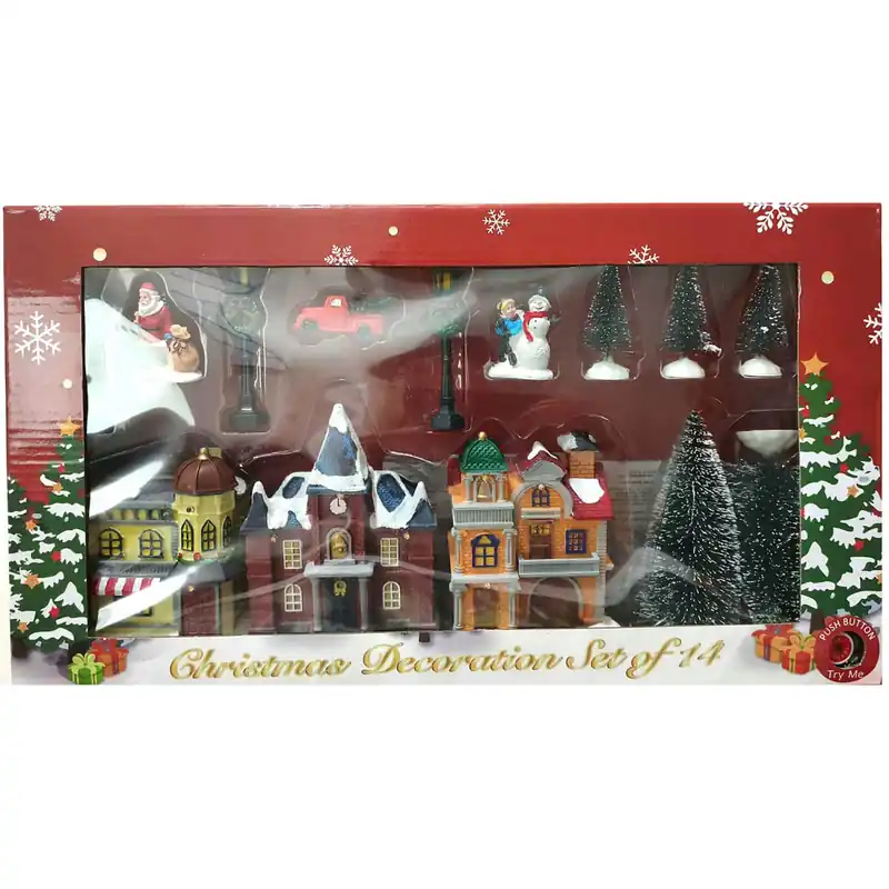 Weihnachtsdorf Adventsdorf Deko Dekoration Weihnachtsdekoration Set 14 teilig B Nur Für Kurze Zeit
