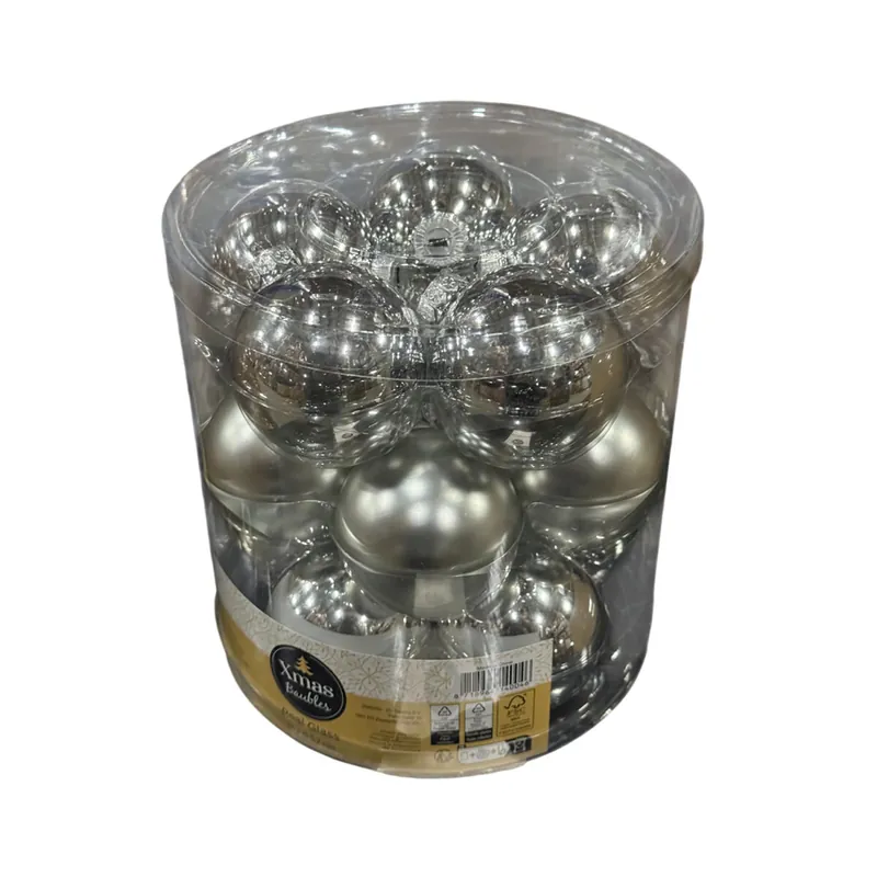 Weihnachtskugeln Glaskugeln Christbaumkugeln Echtglas Silber 15 Stk Ø 5,7 cm Preisreduziert