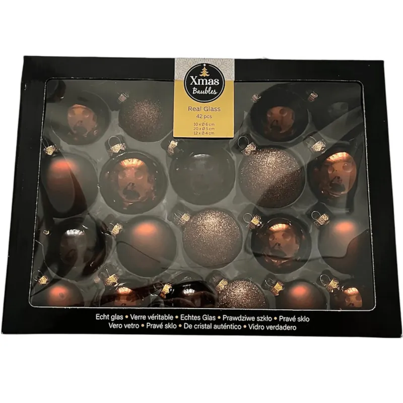 Set Weihnachtskugeln Glaskugeln Baumkugeln Christbaumkugeln Orange 42 Stück Highlight
