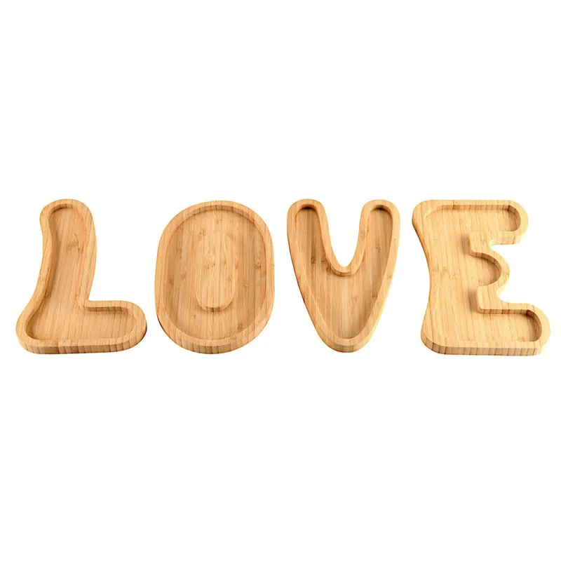 Markenware KESPER Servierbretter Snackbrett Holzbrett Tablett Brett 4er-SET Love Bambus