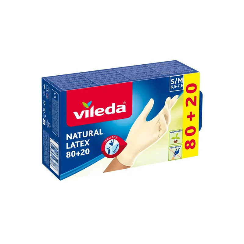 Vileda Einweghandschuhe Natural Latex 80+20 S/M Einmalhandschuhe Handschuhe Nur Heute