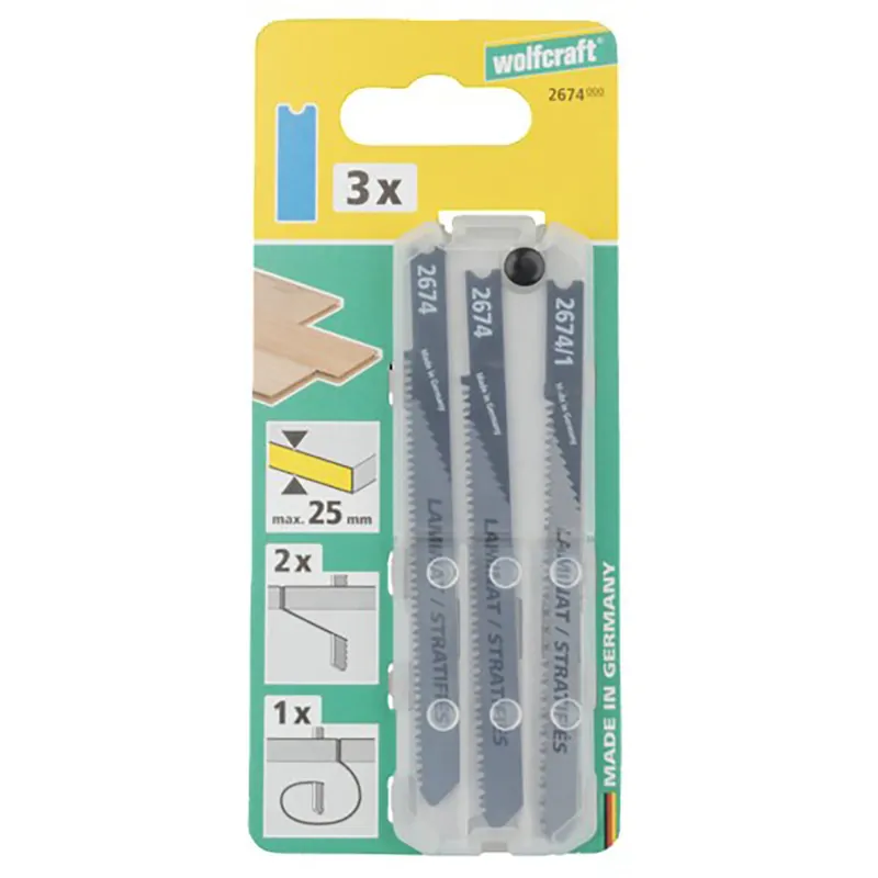 Wolfcraft 3 Stichsägeblätter Sägeblätter Schneidblätter Schneidklinge 2674 Must-Have
