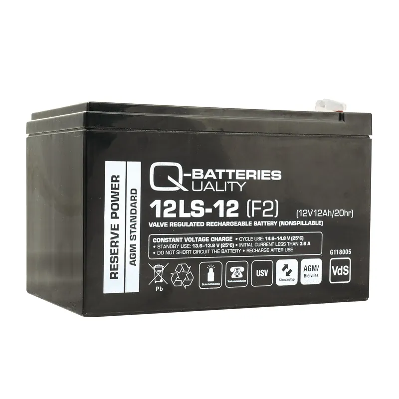 Kracherpreis Q-Batteries 12LS-12 F2 12V 12Ah Blei-Vlies-Akku / AGM VRLA mit VdS