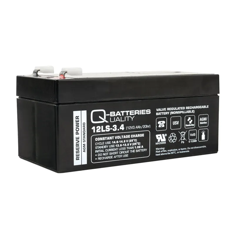 Q-Batteries 12LS-3.4 12V 3,4Ah Blei-Vlies Akku / AGM VRLA mit VdS Super-Preis