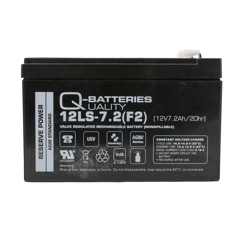 Q-Batteries 12LS-7.2 F2 12V 7.2Ah Blei-Vlies-Akku / AGM VRLA mit VdS Neue Ware