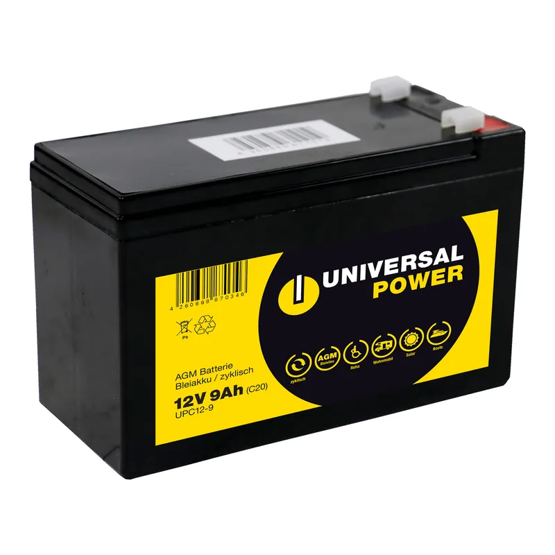 Abverkauf Universal Power AGM UPC12-9 12V 9Ah AGM Batterie zyklenfest wartungsfrei