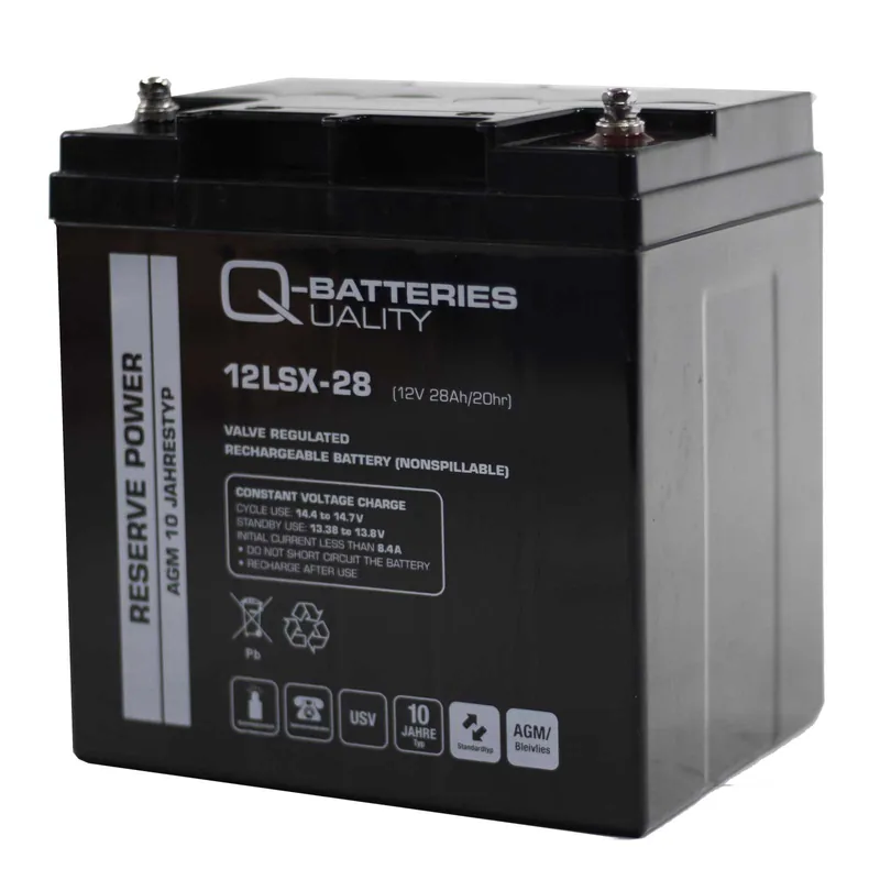 Aktuell Q-Batteries 12LSX-28 12V 28Ah Blei-Vlies-Akku / AGM 10 Jahre