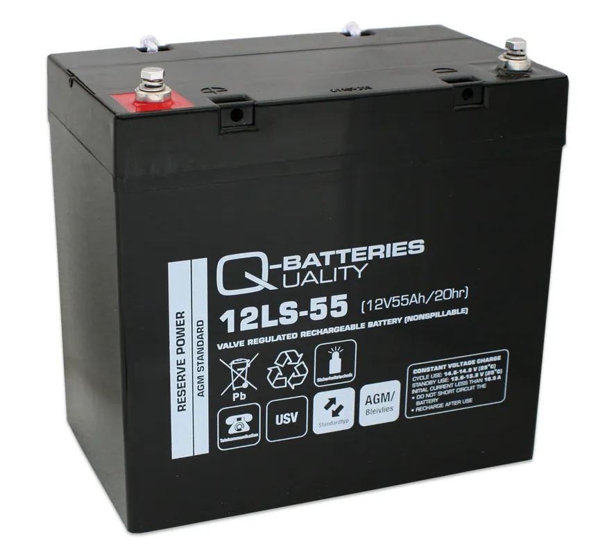 Super-Preis Q-Batteries 12LS-55 / 12V - 55Ah Blei Akku Standard-Typ AGM VRLA 10 Jahres Typ