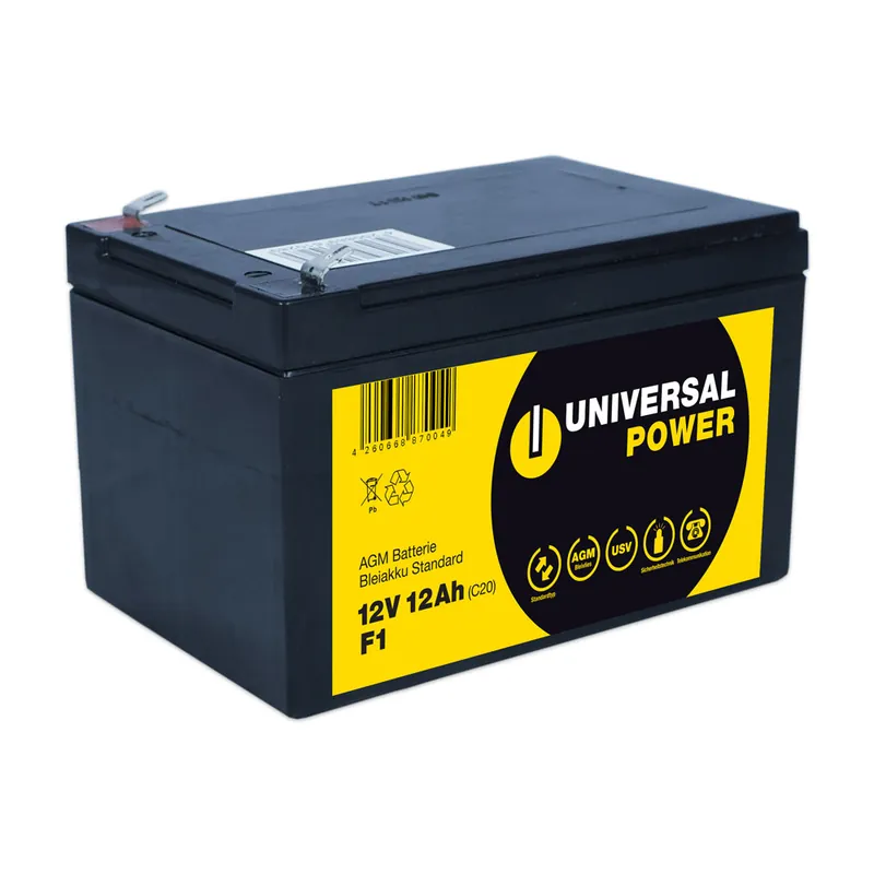 Nur Heute Universal Power AGM UPS12-12 F1 12V 12Ah AGM Batterie USV Akku wartungsfrei Anschluss F1