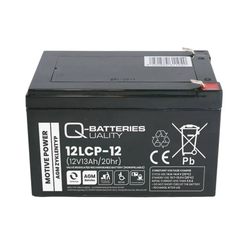 Q-Batteries 12LCP-12 / 12V - 13Ah Blei Akku Zyklentyp AGM - Deep Cycle VRLA Abverkauf