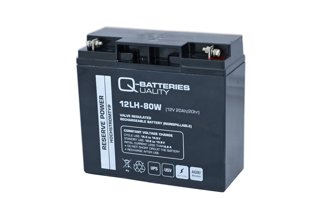 Q-Batteries 12LH-80W 12V 20Ah Blei-Vlies-Akku AGM VRLA Hochstrom USV Letzte Chance