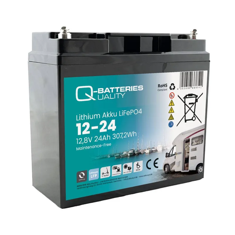 Knallerangebot Q-Batteries Lithium Akku 12-24 12,8V 24Ah 307,2Wh LiFePO4 Batterie
